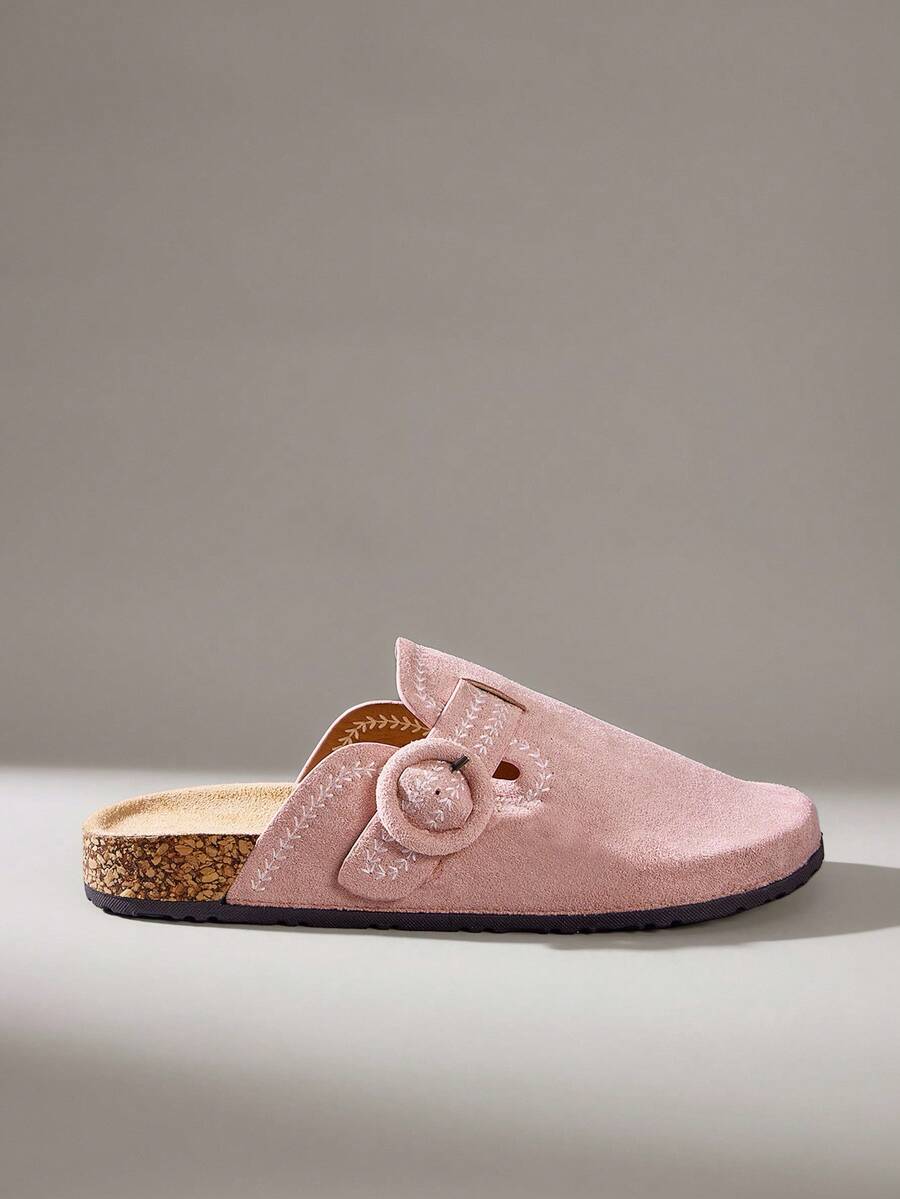 Solecia Women's Flat-Bottomed Round Toe Embroidered Beach Vacation Shoes - Pink - View 1