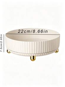 1Pc Large Capacity Multifunctional Rotating Storage Box - Heavy-Duty Plastic Storage Tray With Golden Leg Rack Suitable For Bathrooms, Kitchens, Offices, Living Rooms - Space Saving Modern Decorative Center Piece With Round Edges. - Multicolor - View 3