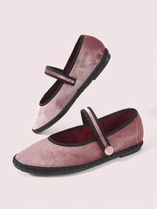 CUCCOO DOLLMOD Women's Shoes Round Toe With Pink Velvet Cloth Buckle Classic Comfortable And Cute Mary Jane Flat Shoes - Pink - View 3
