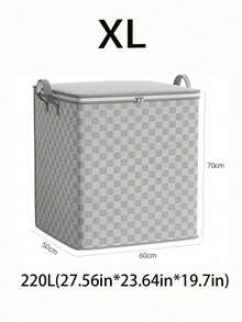 Grey Checkered Pattern Moving Storage Bag Extra Large Capacity Quilt Blanket Clothes Organizer Foldable Moisture Proof Durable Portable Handles Underbed Closet Solution - White - View 11
