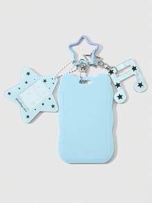 ROMWE Kawaii 1 Fresh And Creative Personality Blue Fine Sparkling Stars, Note Letters Bear Ears Acrylic Campus Card, Student ID Card Cover DIY Keychain Bag Pendant - Blue-25 - View 5