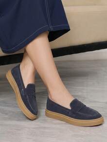 Sleekvia Commuter Flat Shoes - Navy Blue - View 1