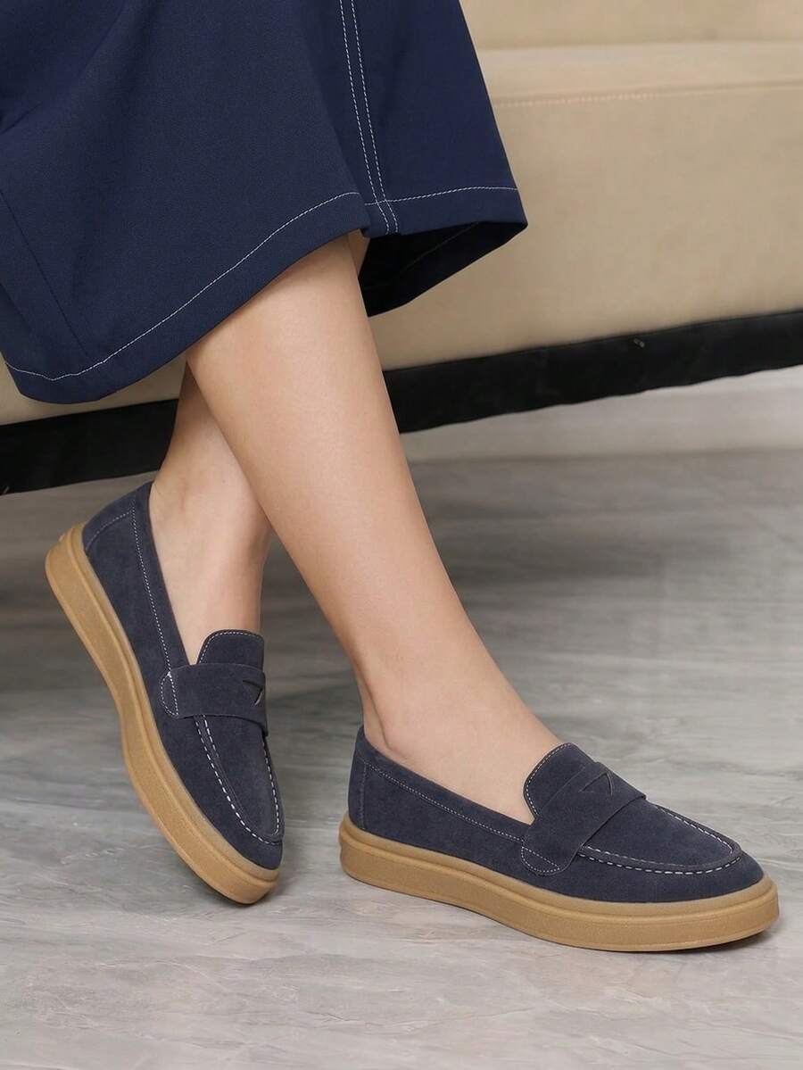 Sleekvia Commuter Flat Shoes - Navy Blue - View 1