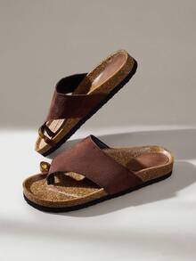 Solecia Metal Decoration Toe Design Retro Women Cool Slippers Vacation Casual Daily Wear - Chocolate Brown - View 8