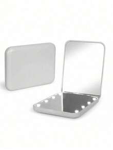 Teckwe High-Definition Folding Makeup Mirror, Handheld LED Makeup Mirror With Light, 2x Magnification, Portable, Small Mirror With Fill Light. - Multicolor - View 7