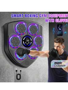 Wall‑Mounted Smart Music Boxing Machine With Boxing Gloves, 9 Modes & Speed Settings, Bluetooth Connected Punching Trainer With Hit Counter, Home Gym Workout Equipment - Multicolor - View 1