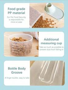 1 Transparent Random Pet Food Storage Box, Suitable For Dog And Cat Food Storage, Airtight Grain Storage Jar, Clear Plastic Bottle With Cap, Grain Storage Container, Kitchen Lunch Bucket, Dog Food And Cat Food - 1.9L-2.5L - View 5