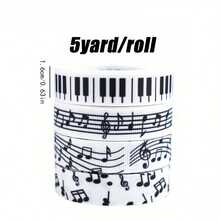 1/4 Packs Music Note & Piano Key Ribbons, Black White Decorative Ribbon For Christmas, Valentine's Day, Wedding, Gift Wrapping & Holiday Crafts, Multipurpose Decor Ribbon, Perfect For Thanksgiving - Multicolor - View 1