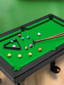1set Portable Mini Billiards Game Kit Mini Snooker American Pool Table Set With 2 Cues 11 Balls Improve Hand Eye Coordination Strategic Thinking Fun Desktop Game For All Ages Family Office Travel Interactive Leisure Entertainment Toy - Multicolor - View 2