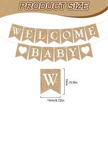 1 Set Rustic Burlap Welcome Banner Neutral Gender Unisex Home Decoration For Housewarming Party Wedding Porch Entryway Farmhouse Style Wall Hanging Sign - khaki - View 2