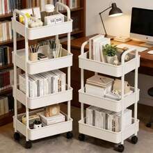 3/4 Tier Mobile Cart With Wheels - Multi-Functional Storage Trolley, Rolling Storage Shelf, Durable Plastic Construction, Easy Assembly, No Tools Required, Space-Saving Storage Rack, Suitable For Kitchen, Bathroom, Office, Bedroom, Bookshelf - Car Storage Rack/Black - View 4