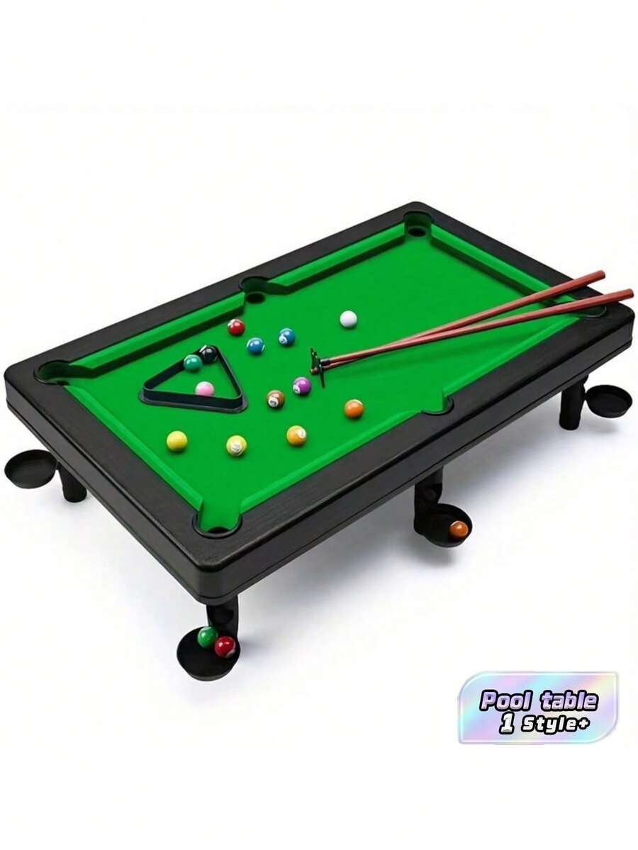 1set Portable Mini Billiards Game Kit Mini Snooker American Pool Table Set With 2 Cues 11 Balls Improve Hand Eye Coordination Strategic Thinking Fun Desktop Game For All Ages Family Office Travel Interactive Leisure Entertainment Toy - Multicolor - View 1