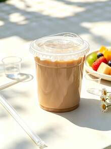 Thickened High‑Clear PET Drink Cups With Leak‑Proof Dome Lids, Straw‑Compatible Food‑Grade Transparent Cups, Sturdy Deformation‑Resistant For Iced Americano Latte Fruit Tea, Commercial Use For Shop Stall - Clear - View 9