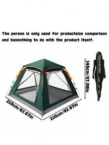 2 In 1 Camping Tent With Canopy Awning, Portable Foldable Waterproof Tent For Outdoor Camping, Thickened Windproof Rainproof Tent & Sun Shelter For Picnic Backpacking Travel - A - View 4