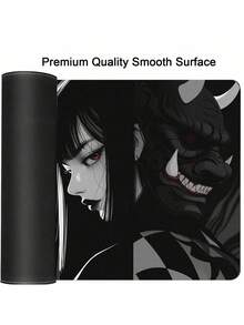 1pc Japanese Oni Mask Girl Control Mousepad XXL Large Extended Non Slip Rubber Base Desk Mat For Keyboard Mouse Gaming Setup Office Home Computer Laptop Smooth Surface Durable Wear Resistant Easy Clean Portable Practical Gift For Gamers - View 6