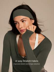 GLOWMODE FeatherFit™ Headband Pemanasan, Menyerap Keringat, Elastis, Anti Selip, Cocok untuk Yoga, Pilates, Olahraga di Gym, Latihan, dan Aktivitas Harian. - Teh hijau Portugis - View 4