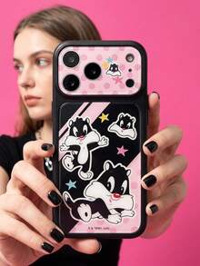 ShellaStory LOONEY TUNES X SHEIN 時尚高端印花圖案手機保護殼，完美兼容 ，可愛時尚且精緻 - 彩色 - 查看 2