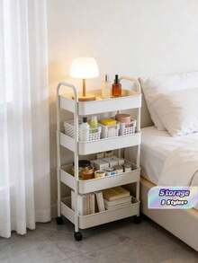 3/4 Tier Mobile Cart With Wheels - Multi-Functional Storage Trolley, Rolling Storage Shelf, Durable Plastic Construction, Easy Assembly, No Tools Required, Space-Saving Storage Rack, Suitable For Kitchen, Bathroom, Office, Bedroom, Bookshelf - Car Storage Rack/Black - View 1