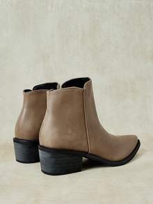 Styleloop 女款 Pointe 設計休閒西部靴，波希米亞風，復古美式，波希米亞，西部靴，Coachella 音樂節，派對洋裝 - -卡其色- - 查看 9