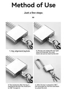 Heavy-Duty Metal Padlock - 4 Keys, Rustproof & Waterproof For Gates, Warehouses & Outdoor Use (Secure Durable Lock) - Silver - View 4