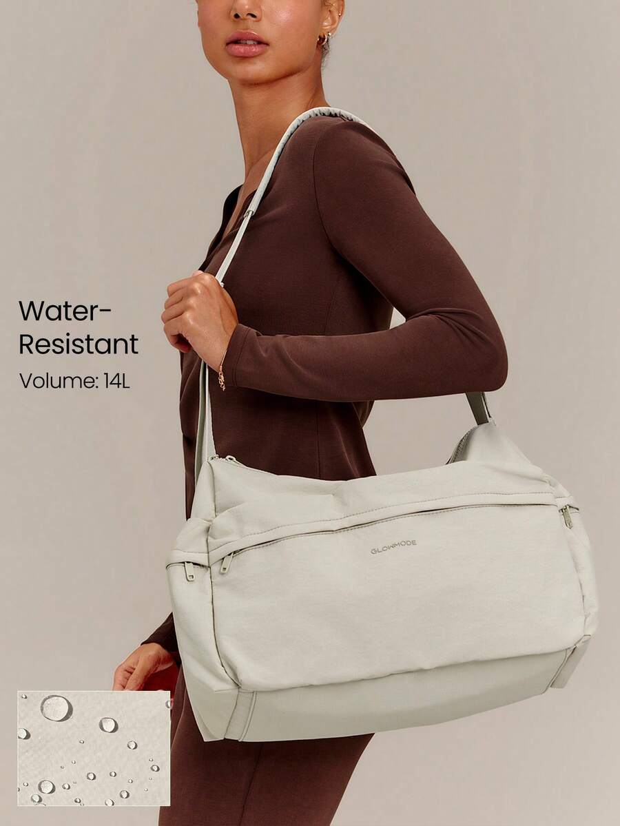 GLOWMODE Large 14L Confident Carry Graphic Crossbody Bag With Multi-Zip Compartments & Adjustable Strap Gym Travel Vacation Daily Casual Wear - Light gray green - View 1