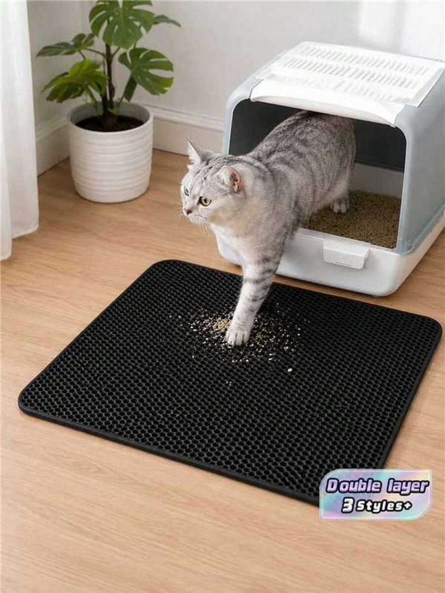 Double Layer EVA Cat Litter Mat Honeycomb Design Waterproof Anti Slip Easy Clean Cat Litter Trapping Mat For Cat Litter Box Prevent Litter Scatter Pet Cat Supplies - Multicolor - View 1