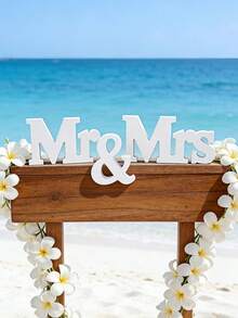 1件裝木製 Mr and Mrs 裝飾牌 桌上擺飾 拍照道具 適用婚禮、新娘婚前派對、情人節、週年紀念、海灘婚禮、婚禮接待、居家節慶派對禮物裝飾用品 - A - 查看 2