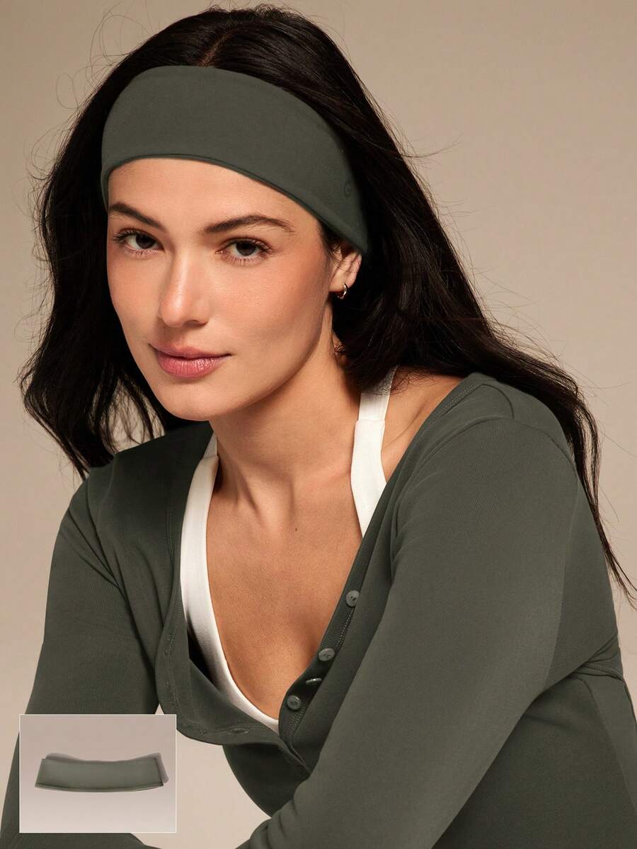 GLOWMODE FeatherFit™ Headband Pemanasan, Menyerap Keringat, Elastis, Anti Selip, Cocok untuk Yoga, Pilates, Olahraga di Gym, Latihan, dan Aktivitas Harian. - Teh hijau Portugis - View 1