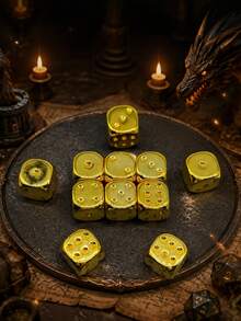 Rotatable Brass Polyhedral Dice Ornament, Fortune Attracting Rotation Toy, Bring Wealth & Good Luck, Reverse Bad Fortune Desk Decor Feng Shui Accessory For Home Office Gift - Multicolor - View 6