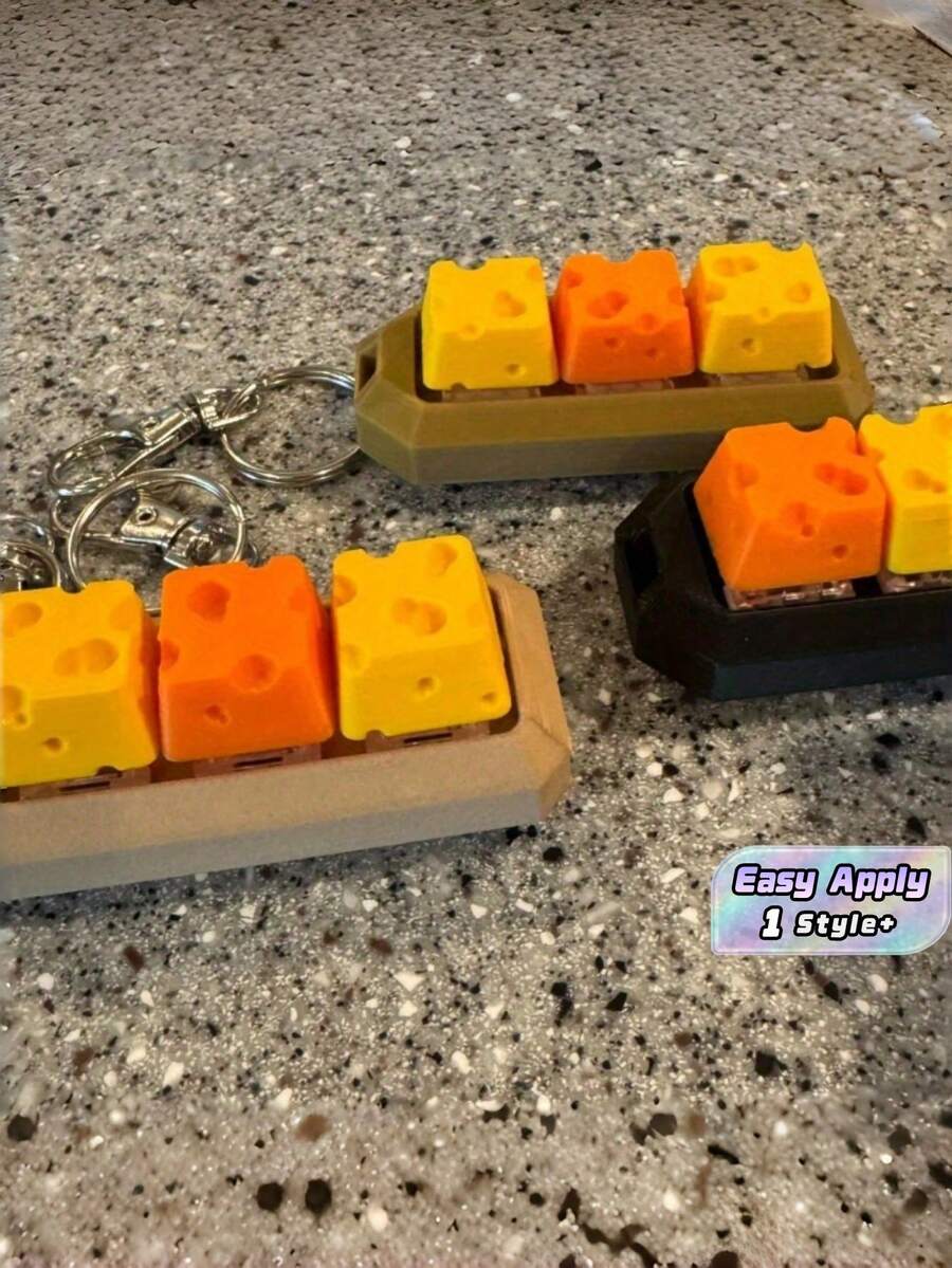 4Pcs Compact Size Smooth Surface Cute Design Yellow Cheese Shape Keycaps For Mechanical Keyboard Office Work Gaming Desktop Decor Comfortable Typing Experience Soft Touch Add Playful Vibe To Daily Routine Unique Novelty Key Cap Set Custom Replacement - View 1