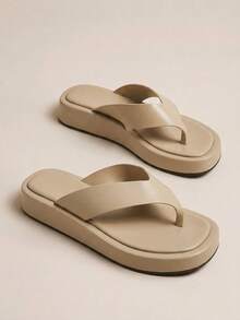 HighSole 女款露趾極簡主義涼鞋 海邊度假 音樂節穿搭 - 卡其色 - 查看 7