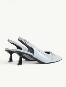 CUCCOO CHICEST Sexy Fashion Bow Decoration Small Square Toe Wine Glass And Casual Versatile Rear Strap Women's Light Blue High Heels - Light blue - View 6