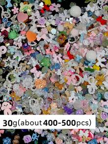 3D Mixed Colors Resin Flatback Nail Art Charms, 30g Pack Heart Flower Bow Rhinestones For DIY Craft Jewelry Making Supplies - Multicolor - View 4