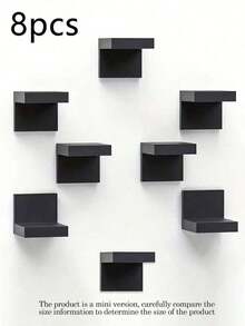 8pcs Ultra Mini Deep Black Thickened Wall-Mounted Storage Shelves, Modern Floating Display Racks, Narrow Space-Saving Storage Shelves, With Iron Plate Support, Screw Fixed, Suitable For Home And Office, 1/4/8pcs - Black - View 9