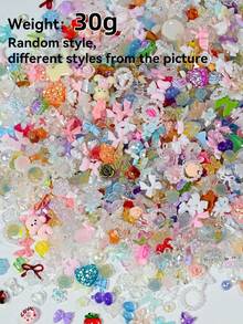 3D Mixed Colors Resin Flatback Nail Art Charms, 30g Pack Heart Flower Bow Rhinestones For DIY Craft Jewelry Making Supplies - Multicolor - View 9