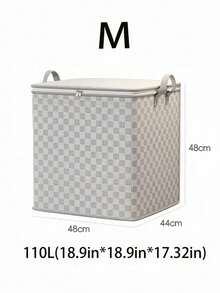 Grey Checkered Pattern Moving Storage Bag Extra Large Capacity Quilt Blanket Clothes Organizer Foldable Moisture Proof Durable Portable Handles Underbed Closet Solution - White - View 13