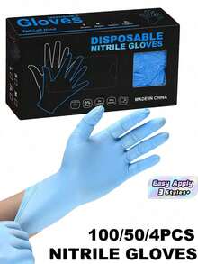 100PCS PVC Free Powder Free Puncture Proof Oil Proof NonSlip Textured Grip Blue Disposable Gloves For Dishwashing Kitchen Cleaning Household Chores Lab Work Pet Care Bathing Home Essentials - blue - View 1