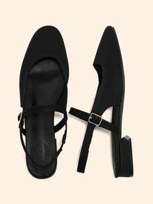 CUCCOO BASICS Women's Shoes Spring, Summer And Autumn Simple Classic Woven Surface Material Round Toe Flats Are Suitable For Commuting, Dating, Parties And Other Occasions Fall Shoes - Black - View 3