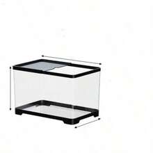 Desktop Paludarium With Cover, Clear Household Turtle Tank, Multi-Purpose Ecosystem Aquarium For Goldfish And Hydroponic Plants, Mini Landscape Fish Tank Suitable For Living Room Decor - Black - View 3