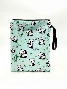 1PC Large Capacity Durable Waterproof Lightweight Portable Zipper Closure File Bag Carry Storage Pouch With Cute Panda Bamboo Leaf Print Pattern For School Office Student Supplies Books Notebooks Documents Folders Travel Vacation Season Gift - multicolor - View 3