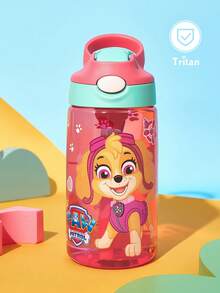 SHEIN | PAW Patrol 16盎司/500毫升卡通圖案水壺，附矽膠吸管與防漏蓋，適合旅行、觀光與學校使用，Tritan材質，返校季 - 紅色 - 查看 1