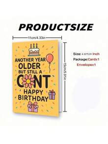 1Pc Fun And Humorous Birthday Card To Give To Friends, Containing Vivid Jokes, Perfect For Adult Birthday Parties, Guaranteed To Make You Laugh Heartily - multicolor - View 3
