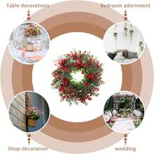 Christmas Berry Wreath Artificial Xmas Wreath Holly Berry Door Garland Green Leaves Festival Decor For Front Door - various - View 8