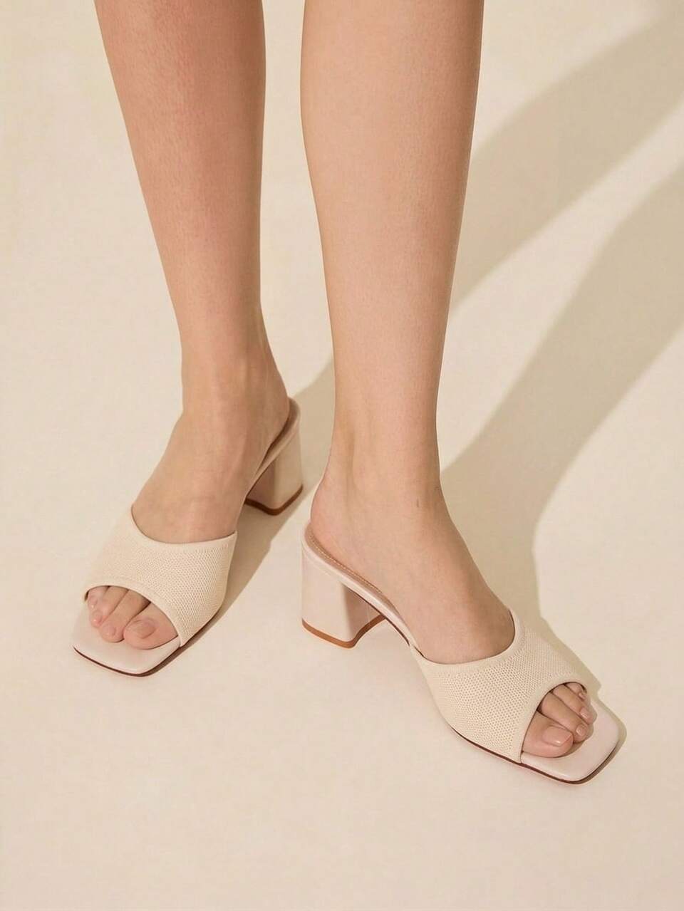 CUCCOO BASICS Women's Fashionable And Sexy Square Toe Woven Fabric Slippers, Medium And High Heels, Painted Thin And Straight Heels. Lightweight And Breathable Slouchy