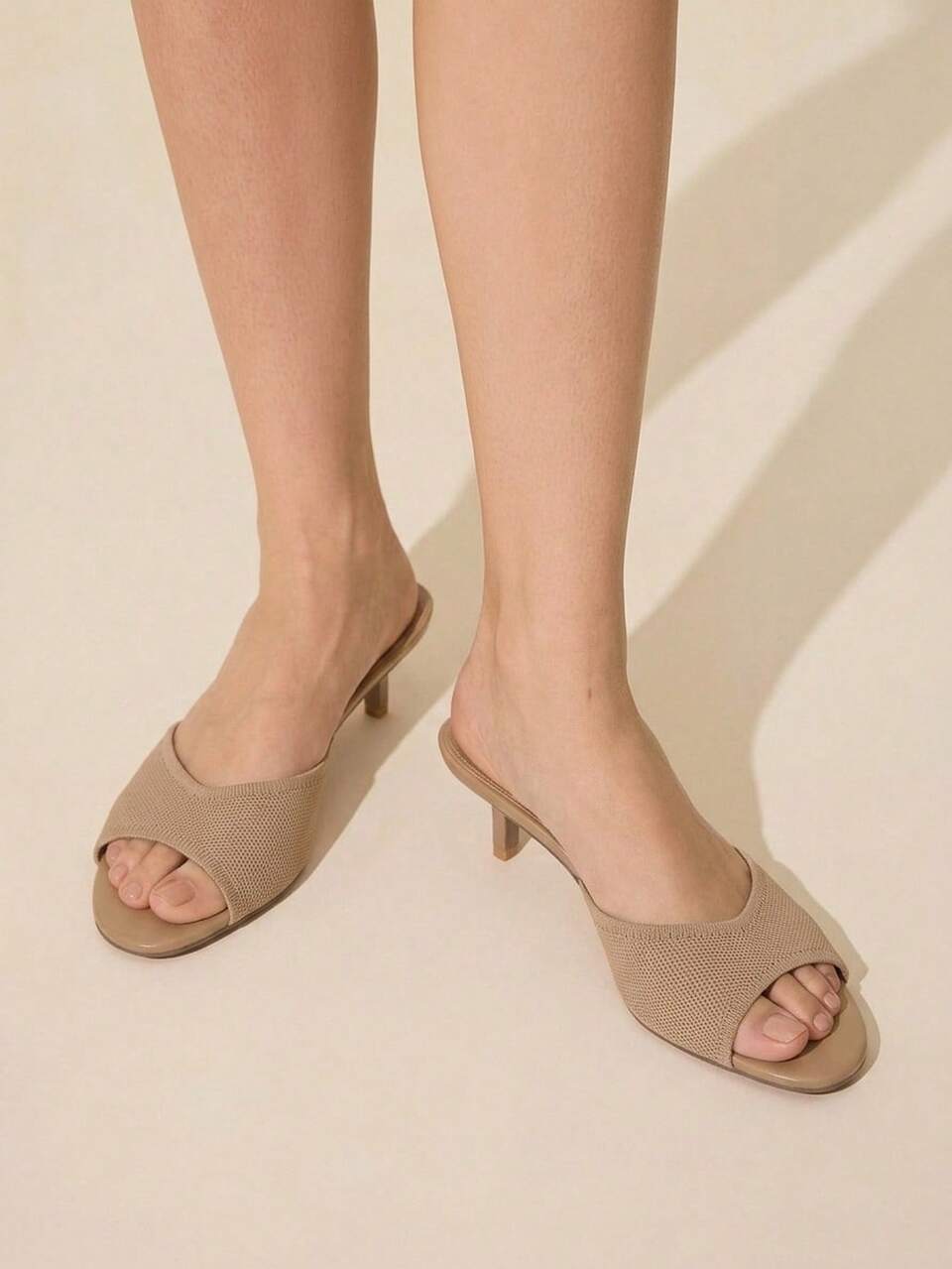 CUCCOO BASICS Women's Fashionable And Sexy Round Toe Woven Fabric Slippers, Medium And High Heels, Painted Thin And Straight Heels. Lightweight And Breathable Slouchy