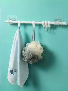 Adjustable Tension Rod Holder No Drill – Multipurpose Wall Mount Hook Bracket For Shower Curtain, Towel, Shoe Rack, Kitchen, Bathroom - White - View 9