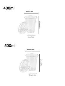 Thickened High‑Clear PET Drink Cups With Leak‑Proof Dome Lids, Straw‑Compatible Food‑Grade Transparent Cups, Sturdy Deformation‑Resistant For Iced Americano Latte Fruit Tea, Commercial Use For Shop Stall - Clear - View 3