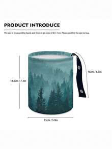 1 Peça Lixeira Portátil Compacta para Carro em Plástico Durável, à Prova de Vazamentos, Impermeável e à Prova de Odores, Fácil de Limpar, Padrão Silencioso Misty Pine Forest Verde, Organizador Automotivo Unissex para Carro, Camping, Cozinha, Viagem, Outdoor e Road Trip, Decoração e Presente - Multicolorido - Visão 8