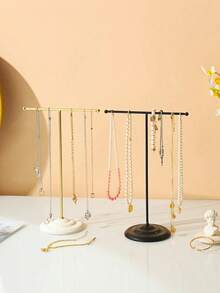 1pc Simple Metal T Shaped Jewelry Stand For Bracelets Necklaces Rings Watches Desktop Jewelry Organizer Display Rack Storage Holder For Home Vanity Bedroom Countertop Festive Decoration Supplies - Multicolor - View 7