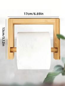 1pc Natural Bamboo Toilet Paper Holder - Wall Mounted With Screws, Easy Install, Removable Wooden Structure, Scandinavian Style Bathroom Kitchen Organizer, Home Decor, Christmas Gift Idea - one size fits all - View 6